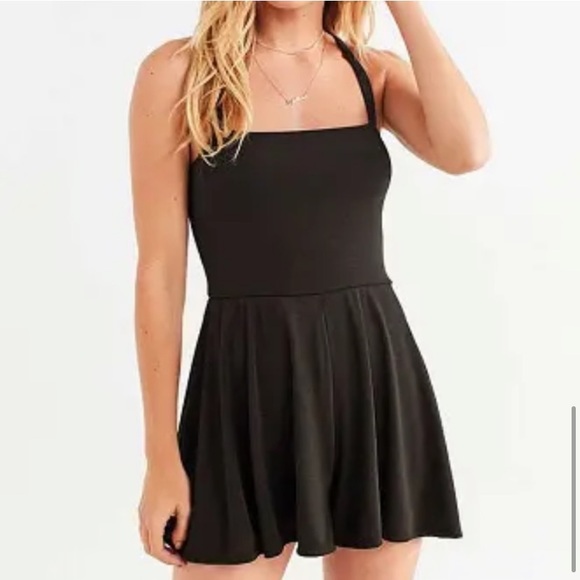 Urban Outfitters Charcoal Square Neck Lace-up Back Flowing Romper Size S - Picture 8 of 8